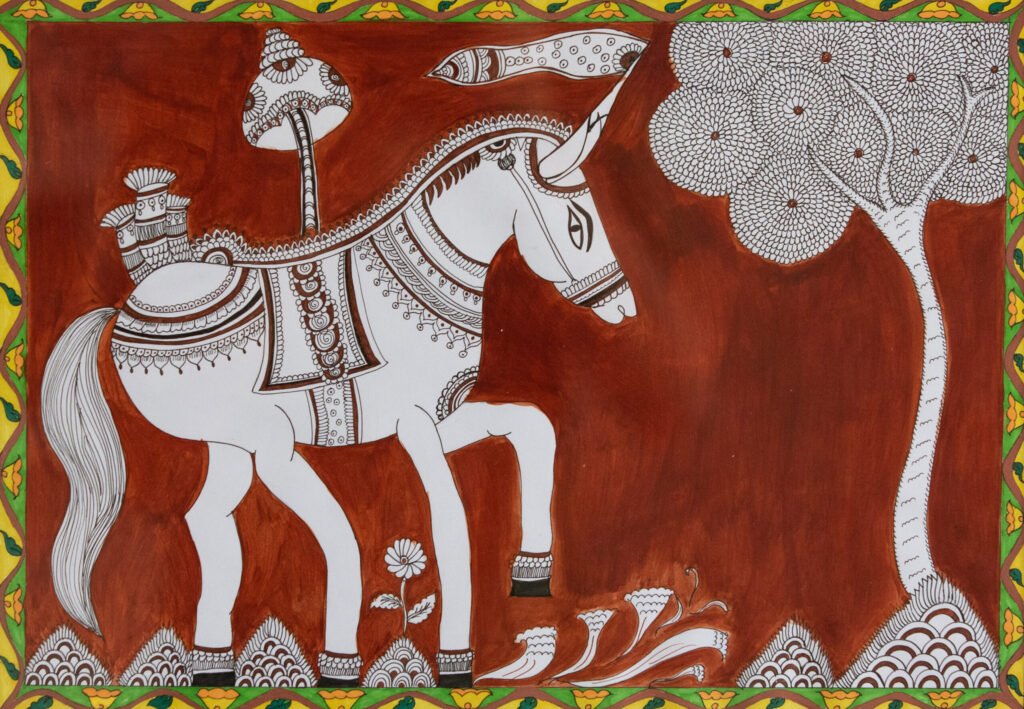 Chivalry, a Kalamkari painting by Vandana Bhasin